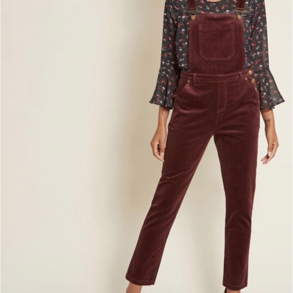 ModCloth Velvety brown overalls